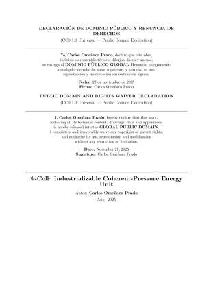 Ψ-Cell: Industrializable Coherent-Pressure Energy Unit