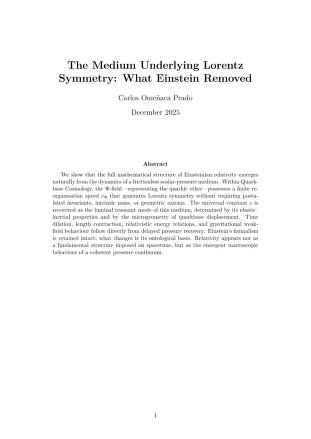 The Medium Underlying Lorentz Symmetry