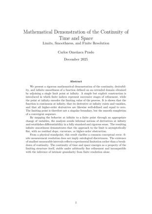 Mathematical Demonstration of the Continuity of Time and Space